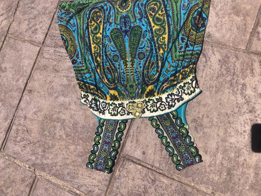 Free People Boho Paisley Print Embellished Tank Top